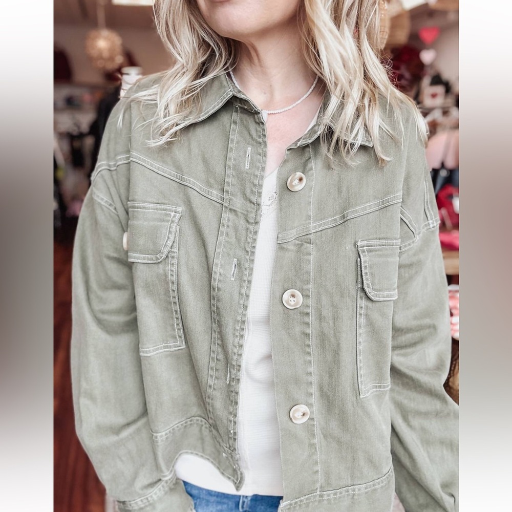 Entro Throw & Go Jean Jacket - Olive - L